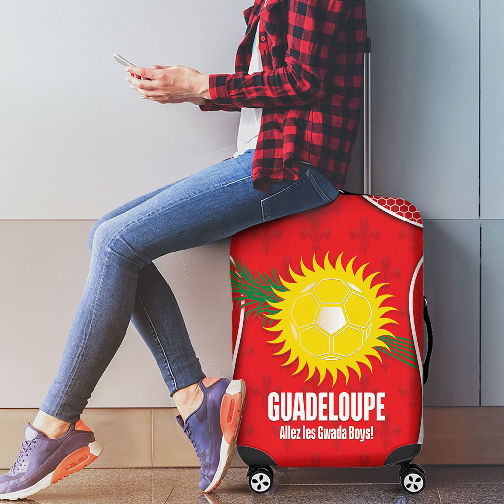 Guadeloupe Football Luggage Cover Allez Les Gwada Boys Red Color