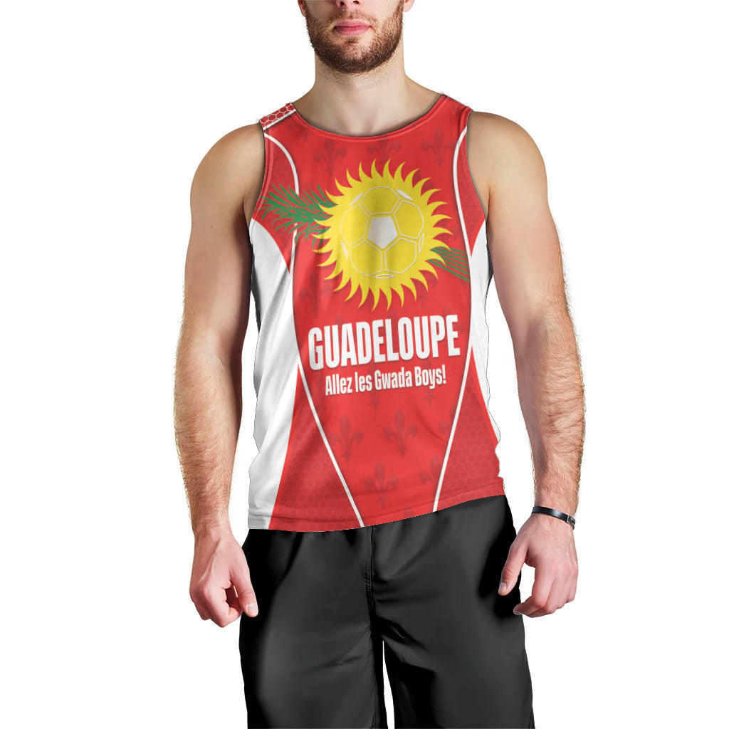 Guadeloupe Football Custom Men Tank Top Allez Les Gwada Boys Red Color