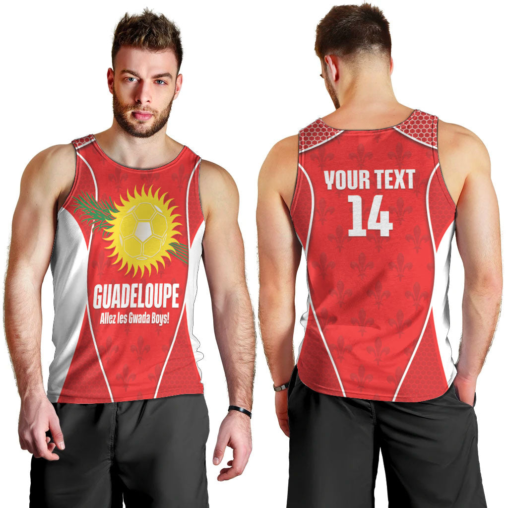 Guadeloupe Football Custom Men Tank Top Allez Les Gwada Boys Red Color