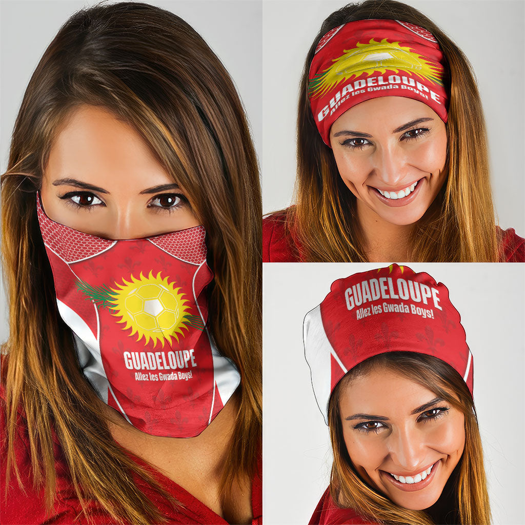 Guadeloupe Football Neck Gaiter Allez Les Gwada Boys Red Color
