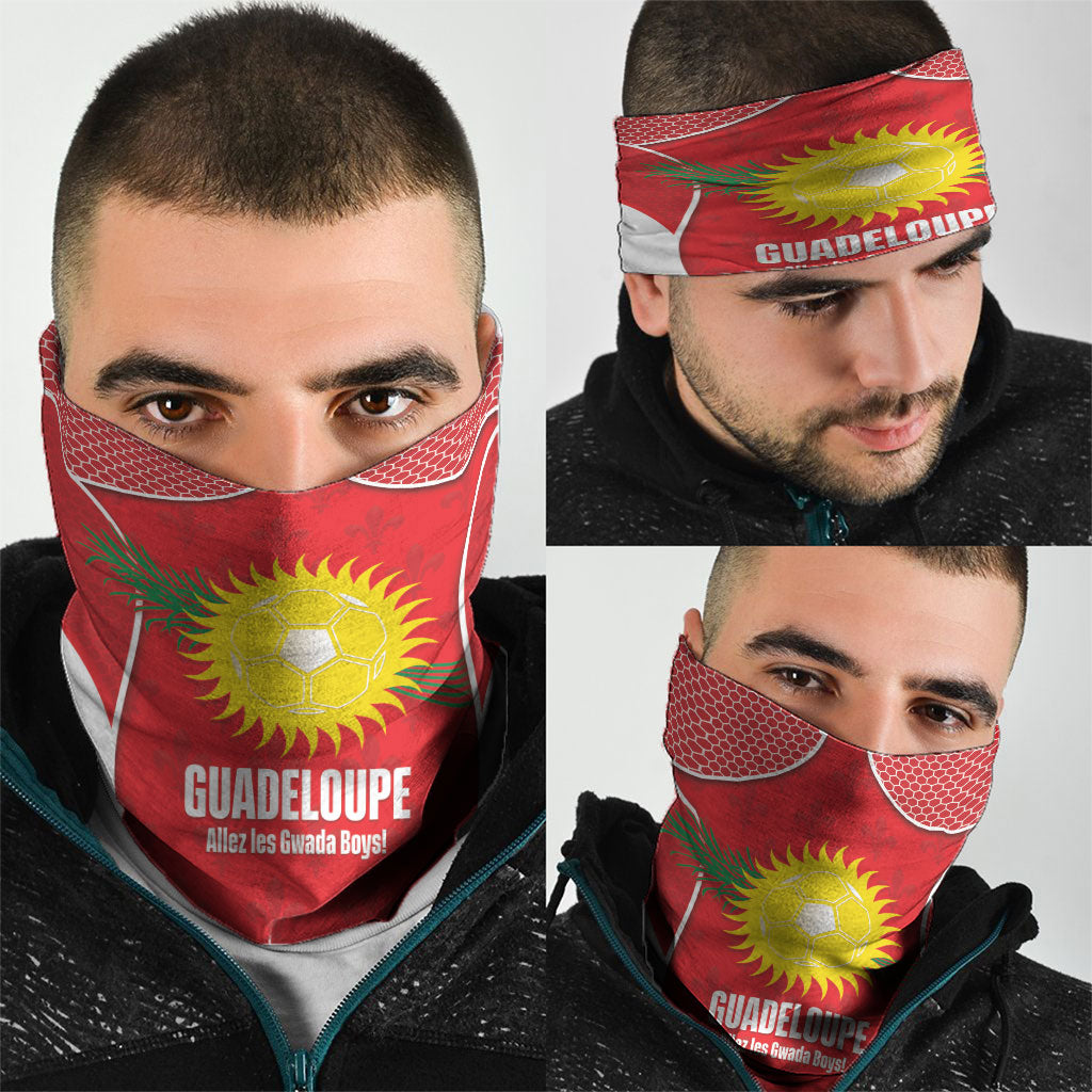 Guadeloupe Football Neck Gaiter Allez Les Gwada Boys Red Color