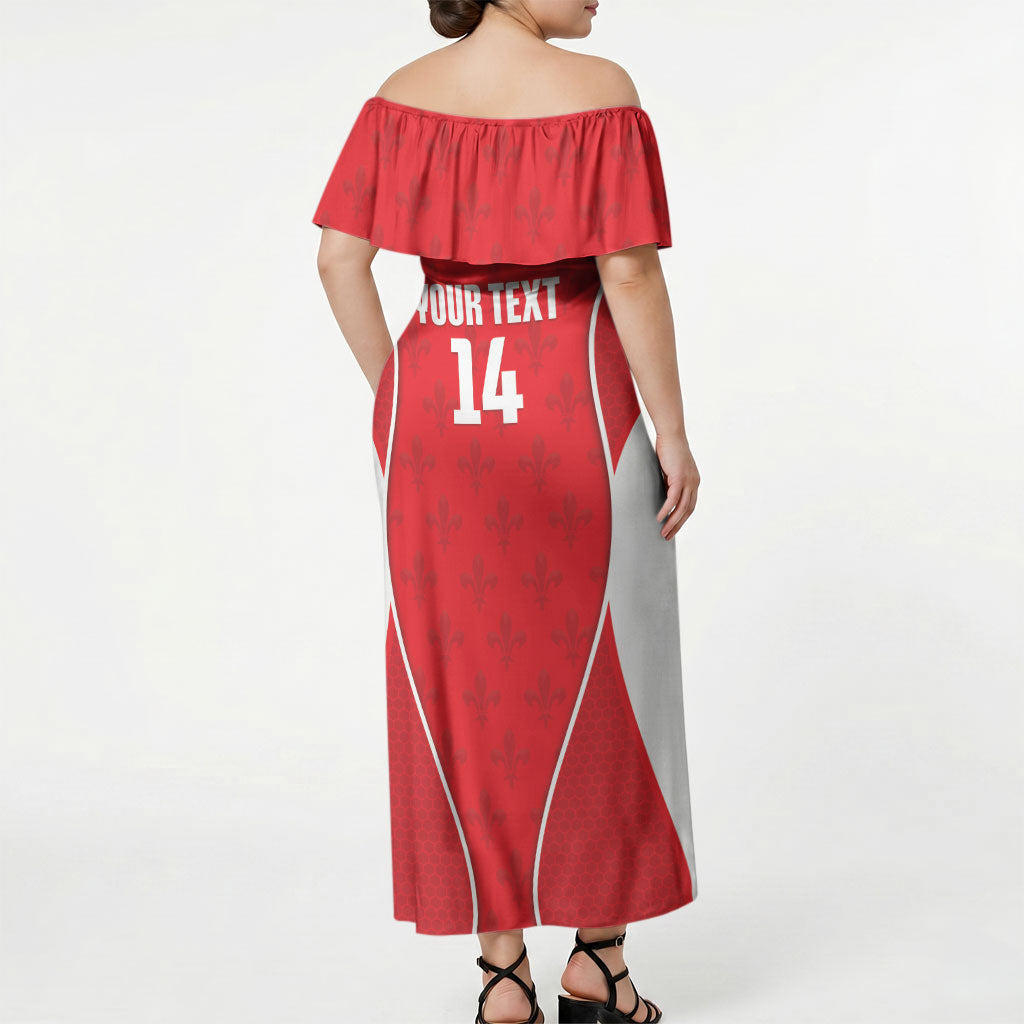 Guadeloupe Football Custom Off Shoulder Maxi Dress Allez Les Gwada Boys Red Color