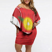 Guadeloupe Football Custom Off Shoulder Short Dress Allez Les Gwada Boys Red Color