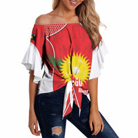 Guadeloupe Football Custom Off Shoulder Wrap Waist Top Allez Les Gwada Boys Red Color
