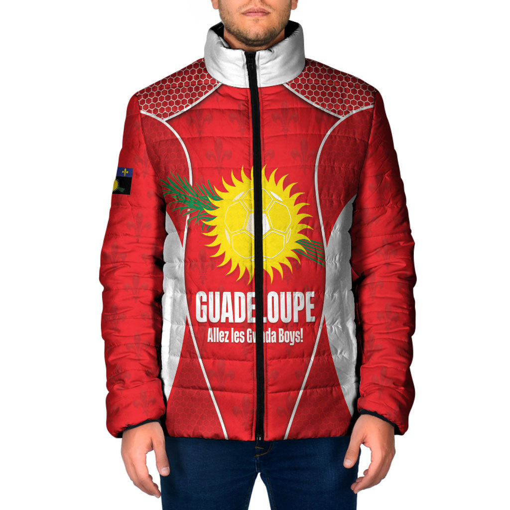 Guadeloupe Football Custom Padded Jacket Allez Les Gwada Boys Red Color