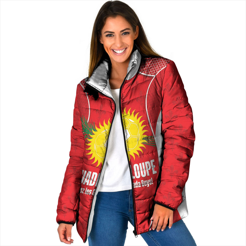 Guadeloupe Football Custom Padded Jacket Allez Les Gwada Boys Red Color
