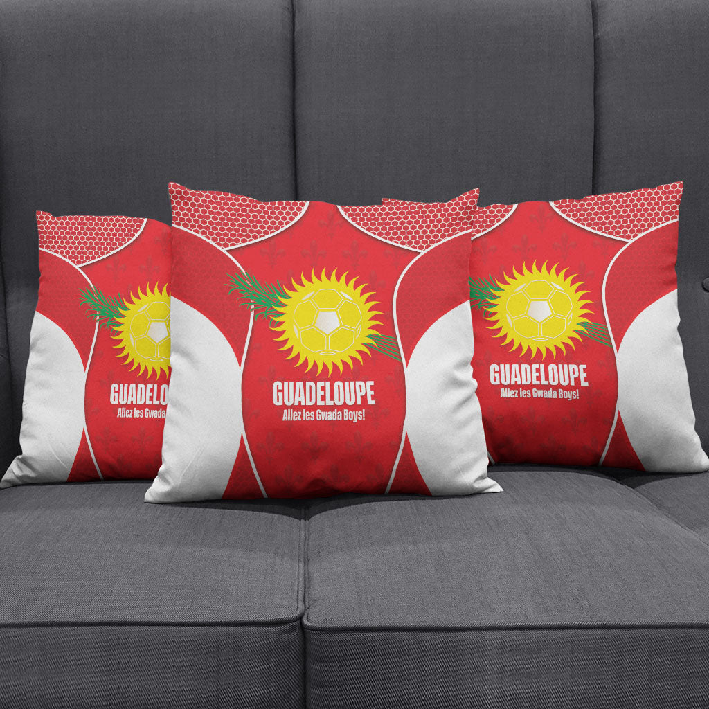 Guadeloupe Football Pillow Cover Allez Les Gwada Boys Red Color