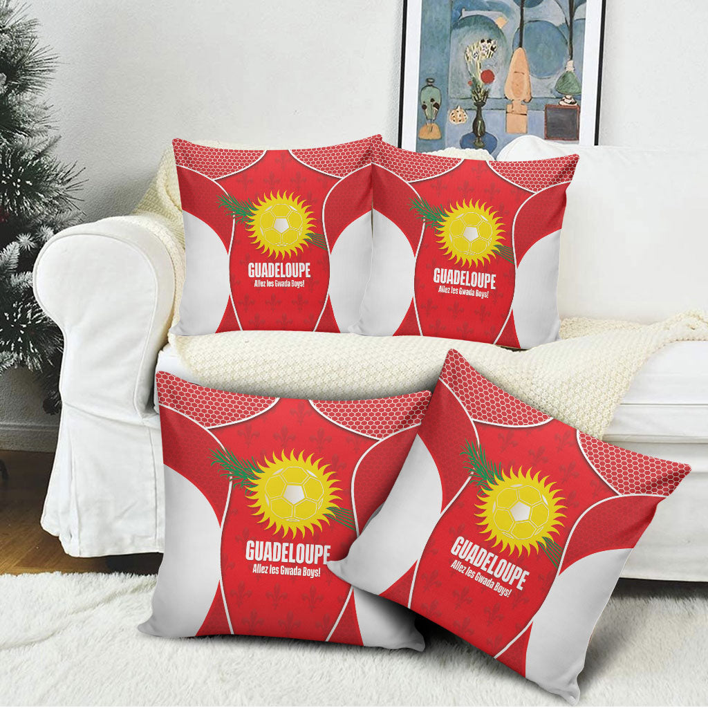 Guadeloupe Football Pillow Cover Allez Les Gwada Boys Red Color
