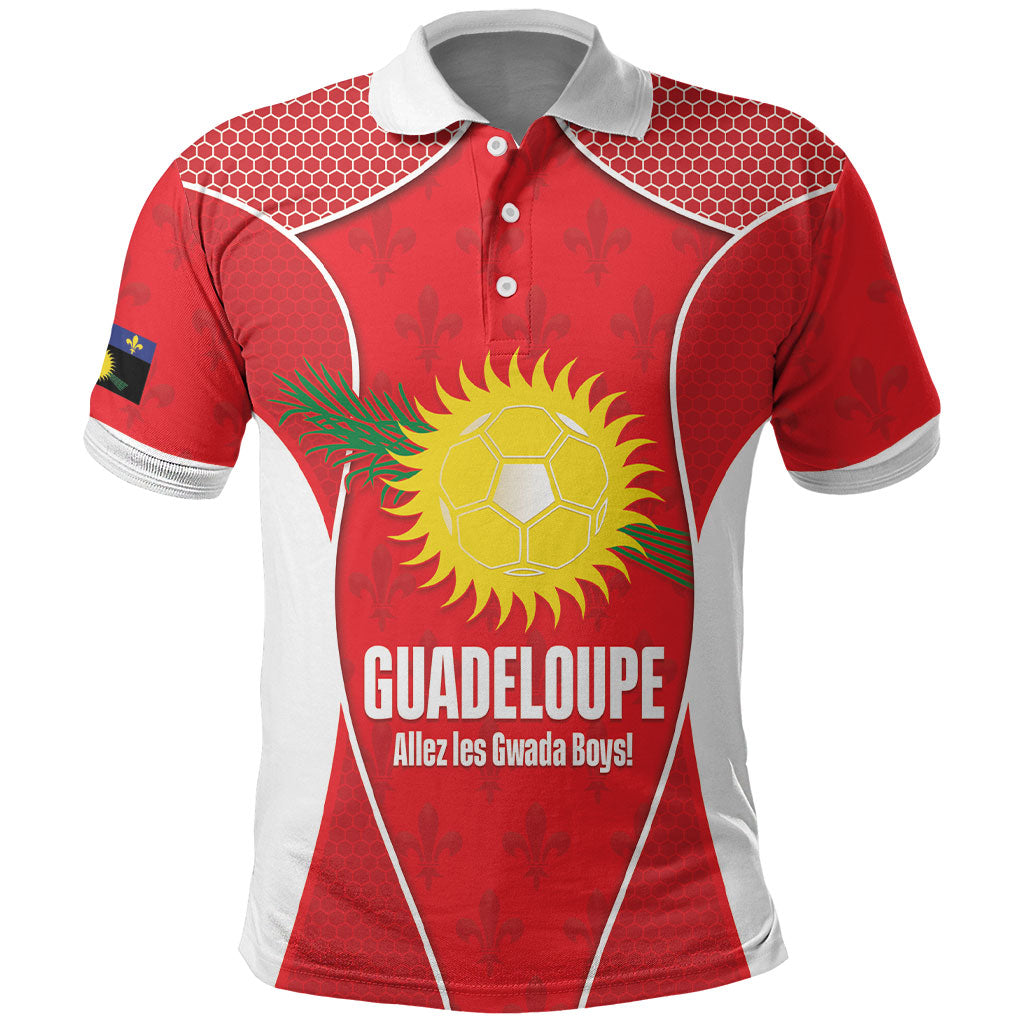 Guadeloupe Football Custom Polo Shirt Allez Les Gwada Boys Red Color