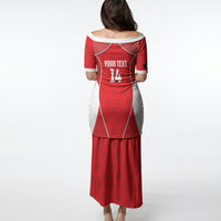 Guadeloupe Football Custom Puletasi Allez Les Gwada Boys Red Color
