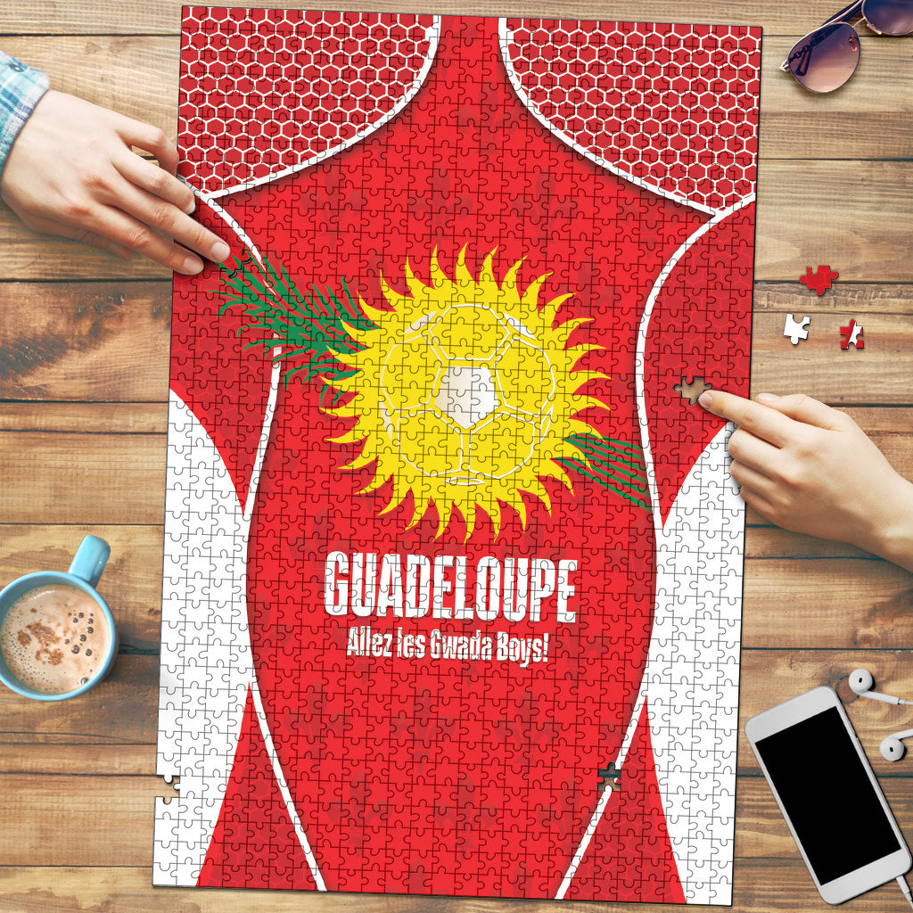 Guadeloupe Football Puzzle Allez Les Gwada Boys Red Color