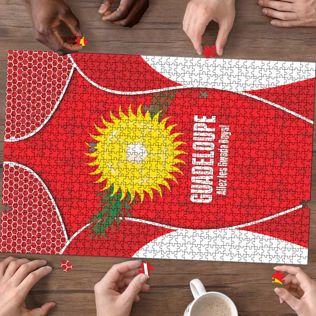 Guadeloupe Football Puzzle Allez Les Gwada Boys Red Color