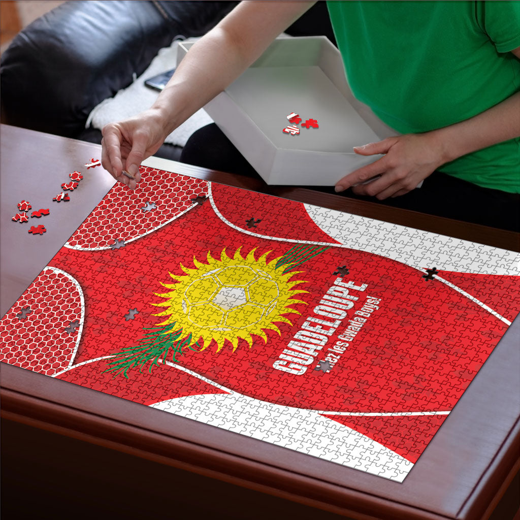Guadeloupe Football Puzzle Allez Les Gwada Boys Red Color