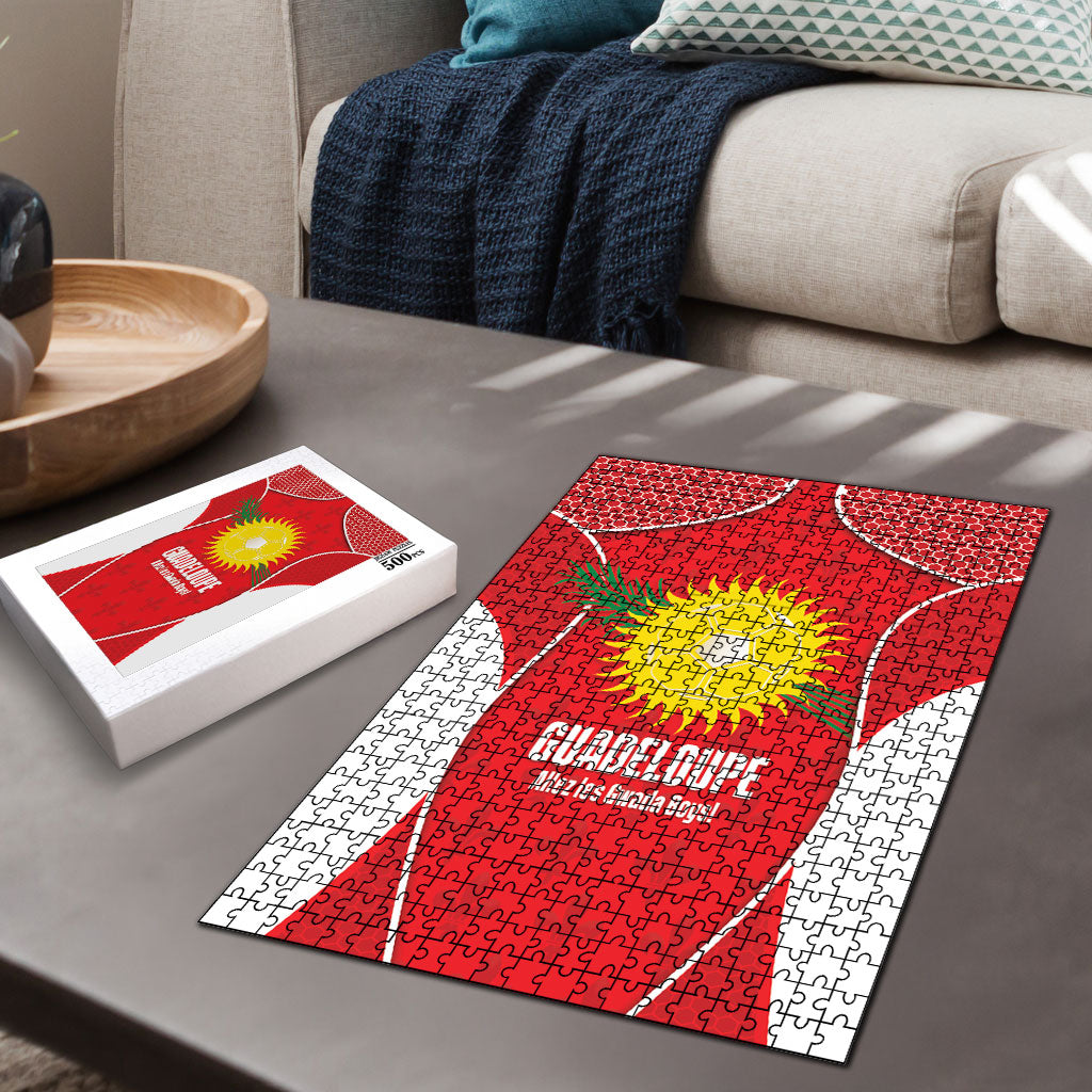 Guadeloupe Football Puzzle Allez Les Gwada Boys Red Color