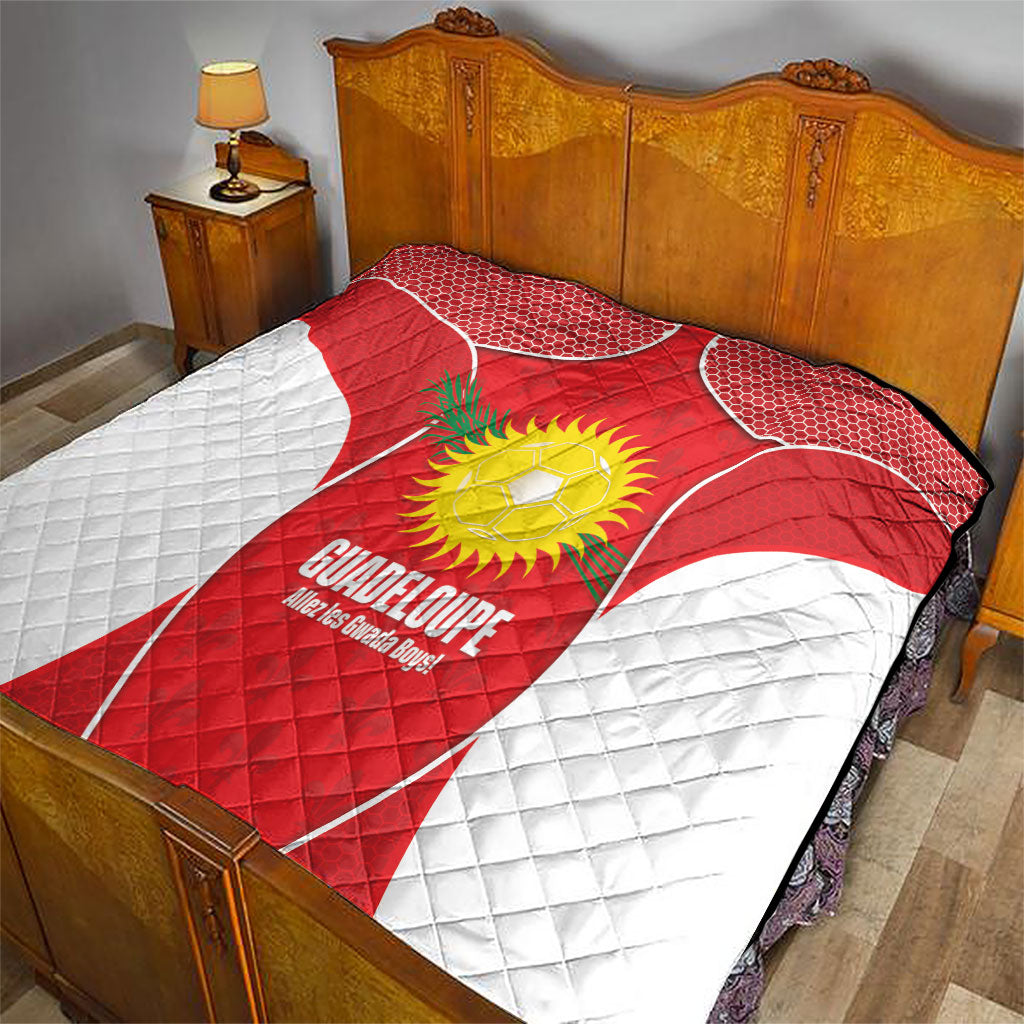 Guadeloupe Football Quilt Allez Les Gwada Boys Red Color