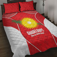 Guadeloupe Football Quilt Bed Set Allez Les Gwada Boys Red Color