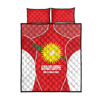 Guadeloupe Football Quilt Bed Set Allez Les Gwada Boys Red Color