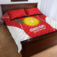 Guadeloupe Football Quilt Bed Set Allez Les Gwada Boys Red Color