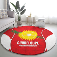 Guadeloupe Football Round Carpet Allez Les Gwada Boys Red Color