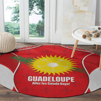 Guadeloupe Football Round Carpet Allez Les Gwada Boys Red Color