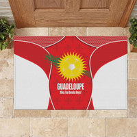 Guadeloupe Football Rubber Doormat Allez Les Gwada Boys Red Color