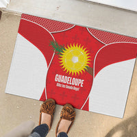 Guadeloupe Football Rubber Doormat Allez Les Gwada Boys Red Color
