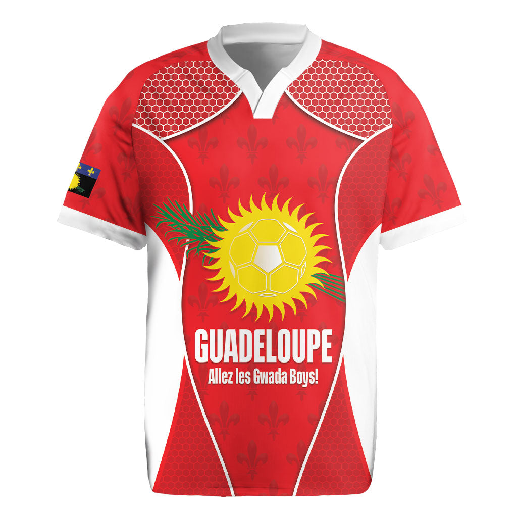 Guadeloupe Football Custom Rugby Jersey Allez Les Gwada Boys Red Color
