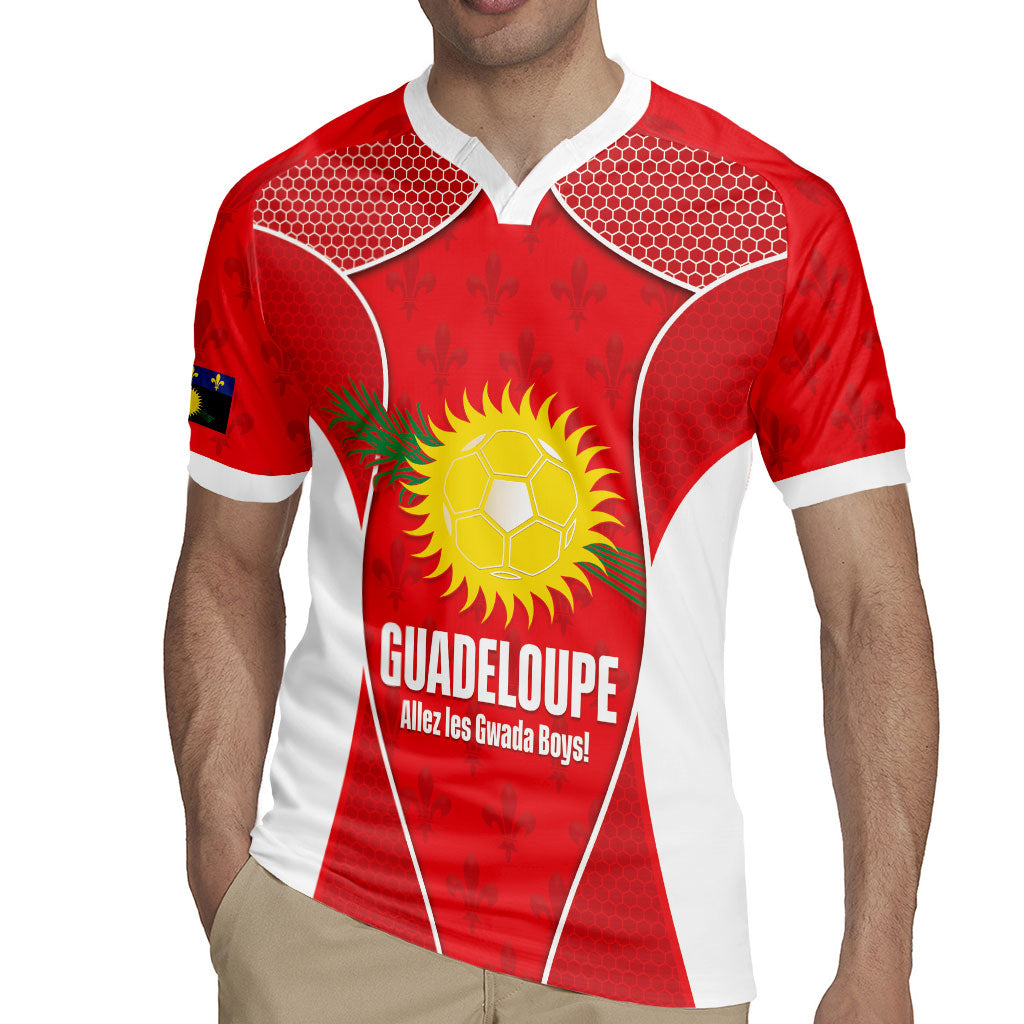 Guadeloupe Football Custom Rugby Jersey Allez Les Gwada Boys Red Color
