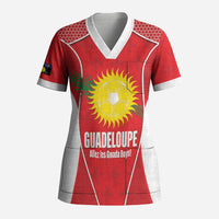 Guadeloupe Football Custom Scrub Top Allez Les Gwada Boys Red Color