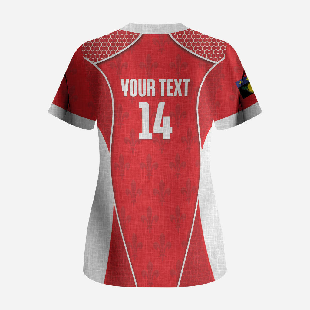 Guadeloupe Football Custom Scrub Top Allez Les Gwada Boys Red Color