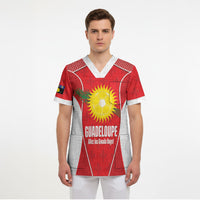 Guadeloupe Football Custom Scrub Top Allez Les Gwada Boys Red Color