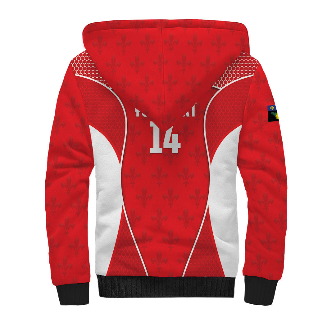 Guadeloupe Football Custom Sherpa Hoodie Allez Les Gwada Boys Red Color