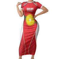 Guadeloupe Football Custom Short Sleeve Bodycon Dress Allez Les Gwada Boys Red Color