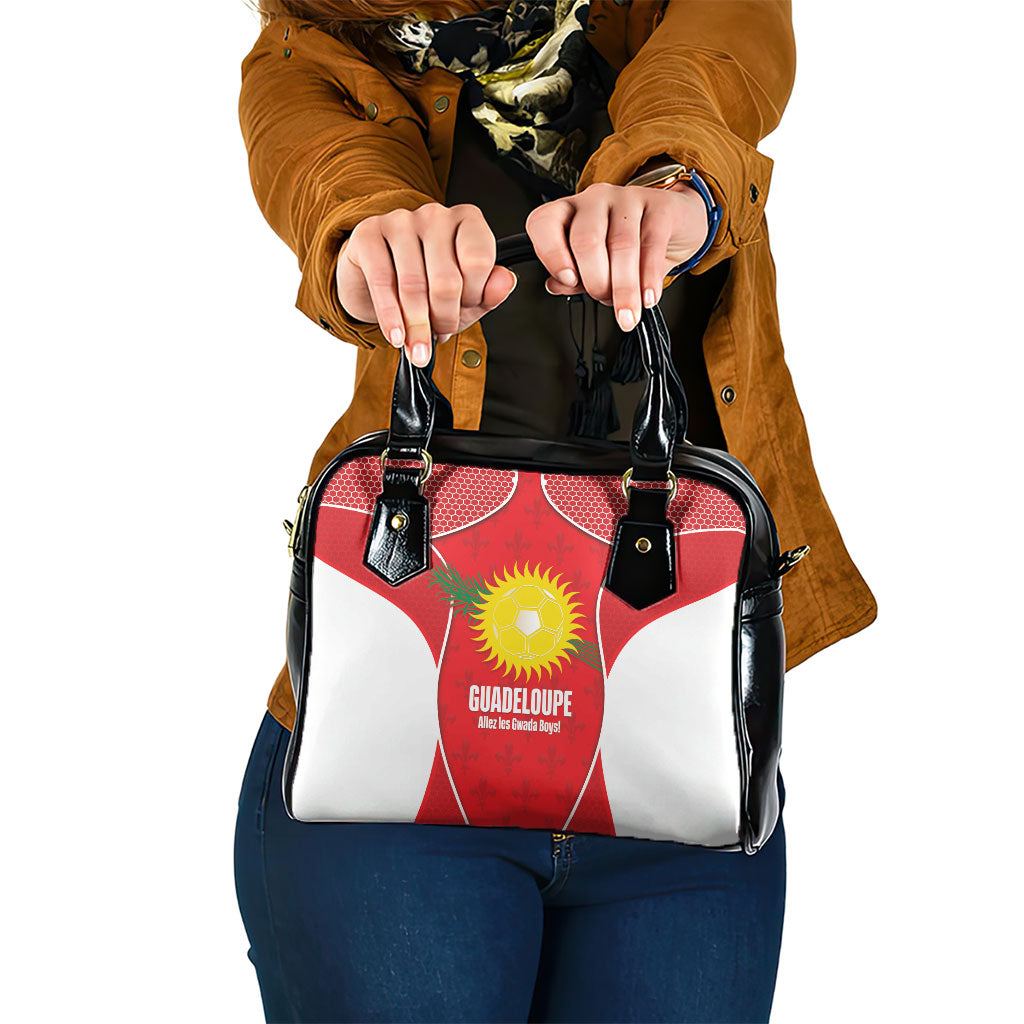 Guadeloupe Football Shoulder Handbag Allez Les Gwada Boys Red Color