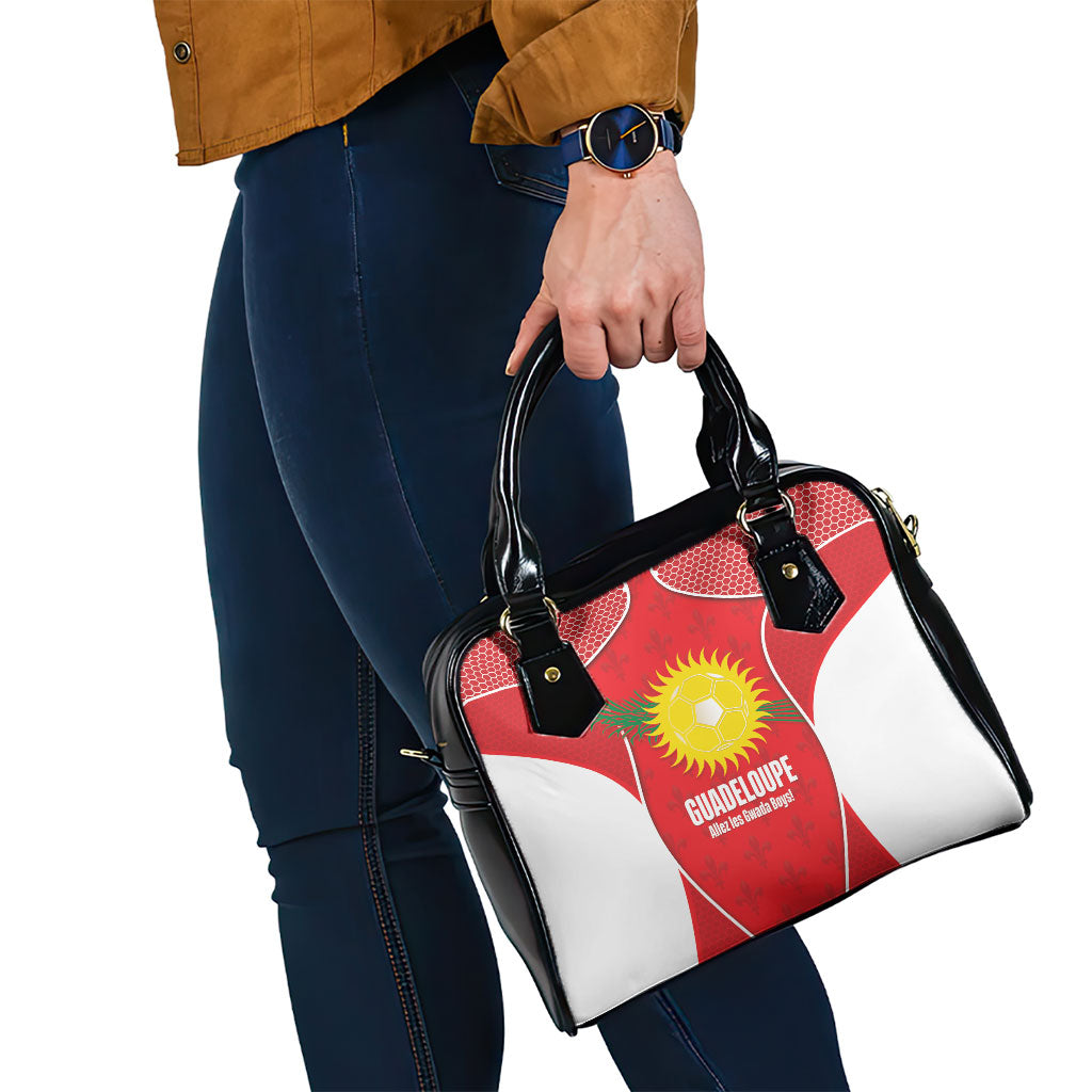 Guadeloupe Football Shoulder Handbag Allez Les Gwada Boys Red Color