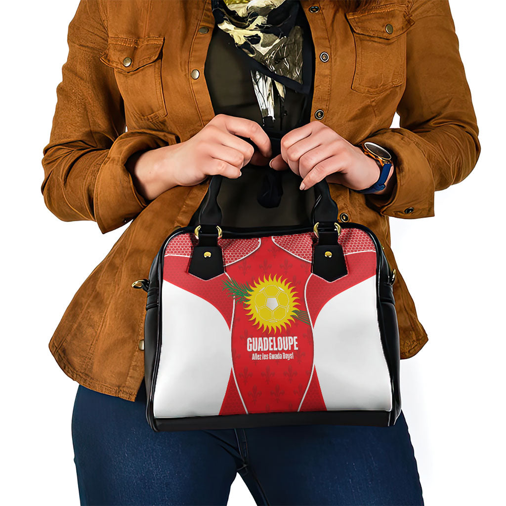 Guadeloupe Football Shoulder Handbag Allez Les Gwada Boys Red Color