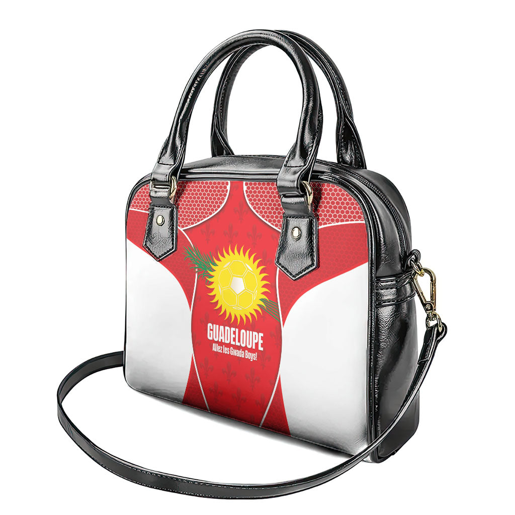 Guadeloupe Football Shoulder Handbag Allez Les Gwada Boys Red Color