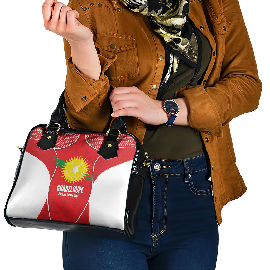 Guadeloupe Football Shoulder Handbag Allez Les Gwada Boys Red Color