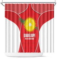 Guadeloupe Football Shower Curtain Allez Les Gwada Boys Red Color