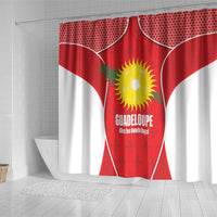 Guadeloupe Football Shower Curtain Allez Les Gwada Boys Red Color