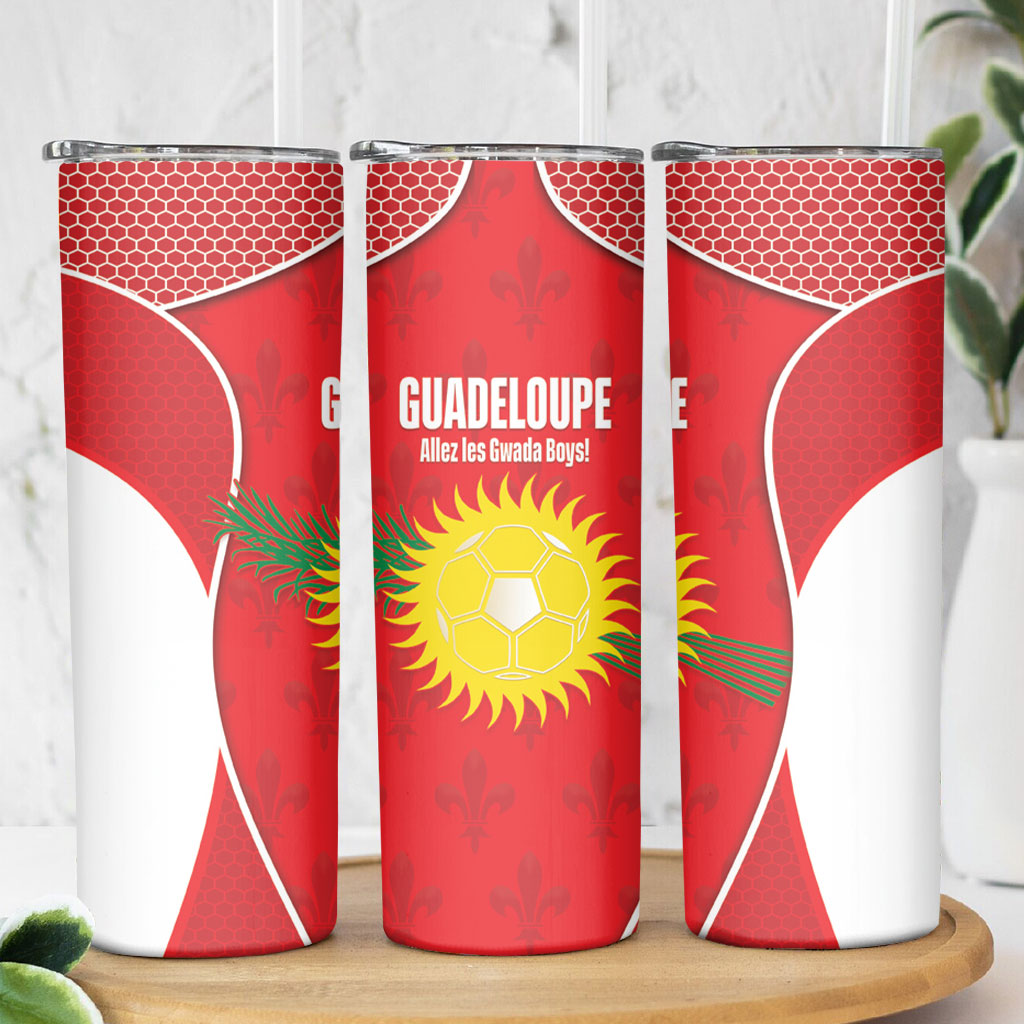 Guadeloupe Football Skinny Tumbler Allez Les Gwada Boys Red Color