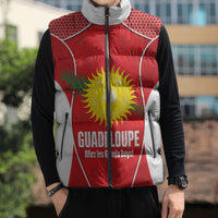 Guadeloupe Football Custom Sleeveless Puffer Jacket Allez Les Gwada Boys Red Color