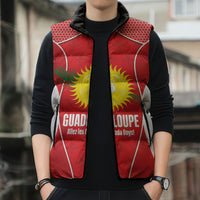 Guadeloupe Football Custom Sleeveless Puffer Jacket Allez Les Gwada Boys Red Color