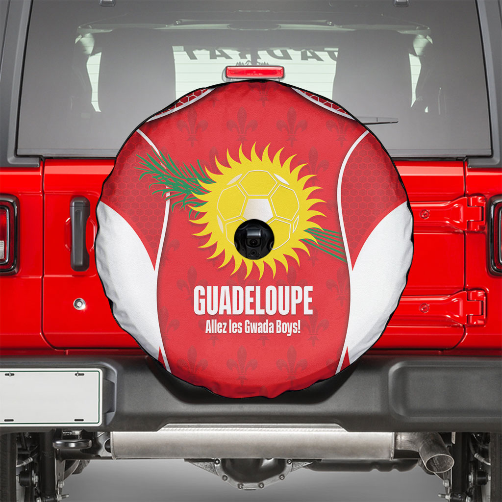 Guadeloupe Football Spare Tire Cover Allez Les Gwada Boys Red Color