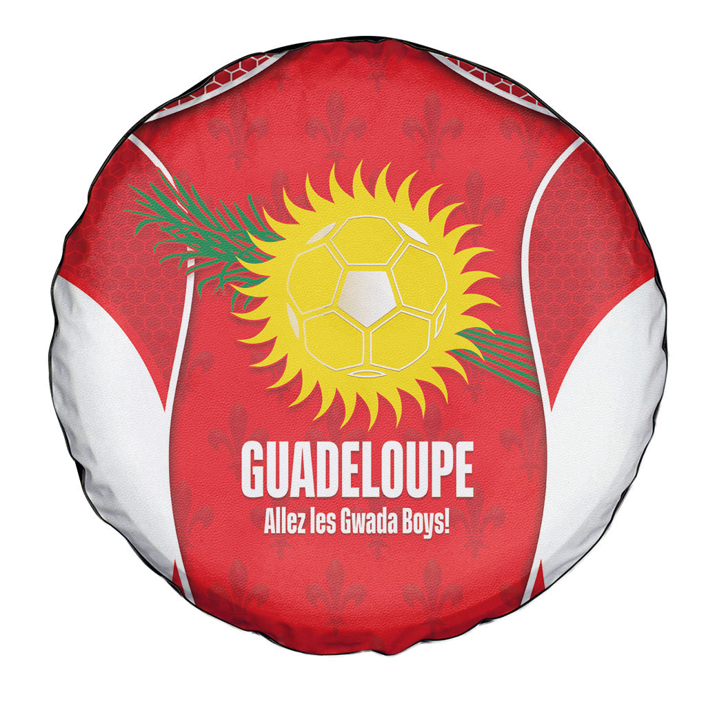 Guadeloupe Football Spare Tire Cover Allez Les Gwada Boys Red Color