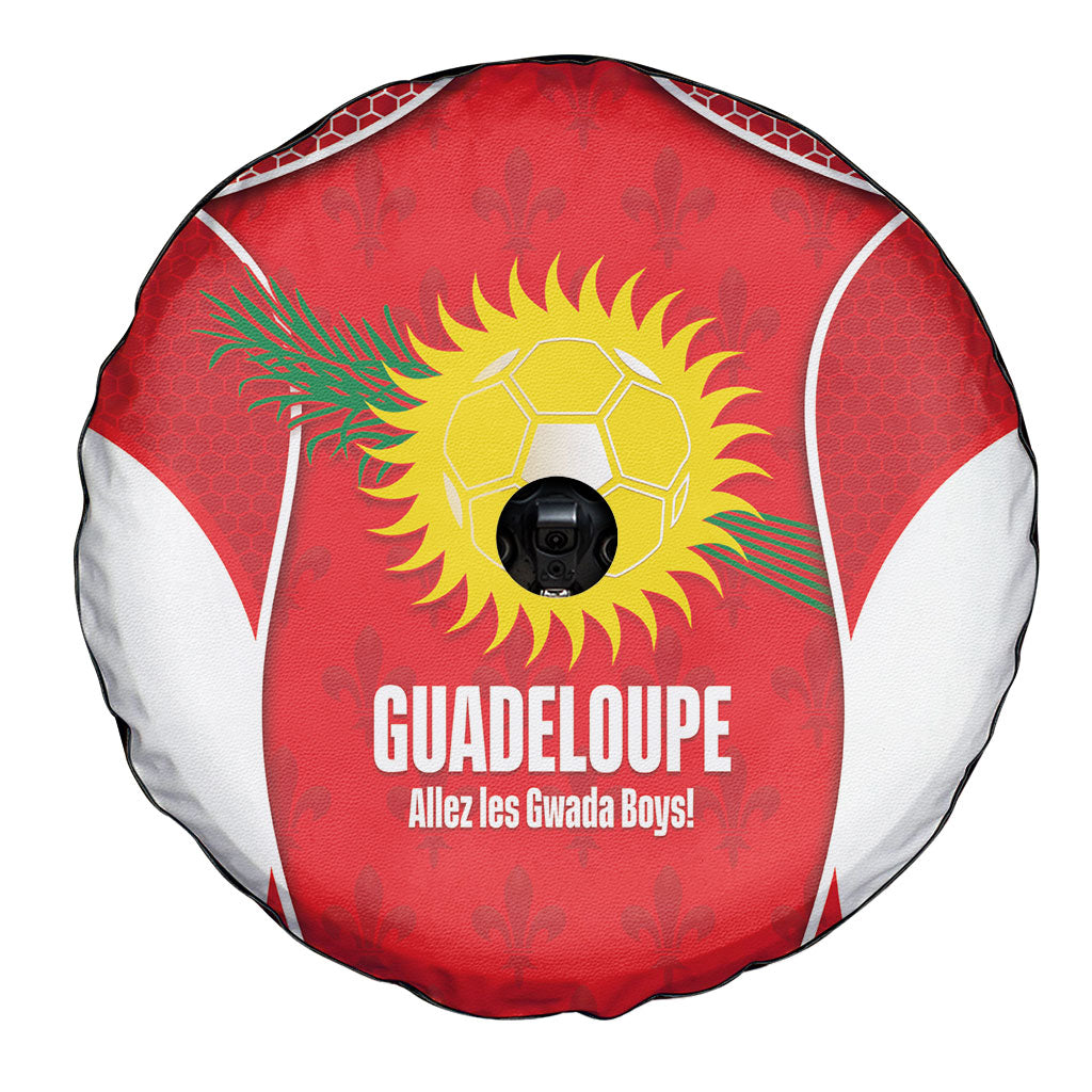 Guadeloupe Football Spare Tire Cover Allez Les Gwada Boys Red Color