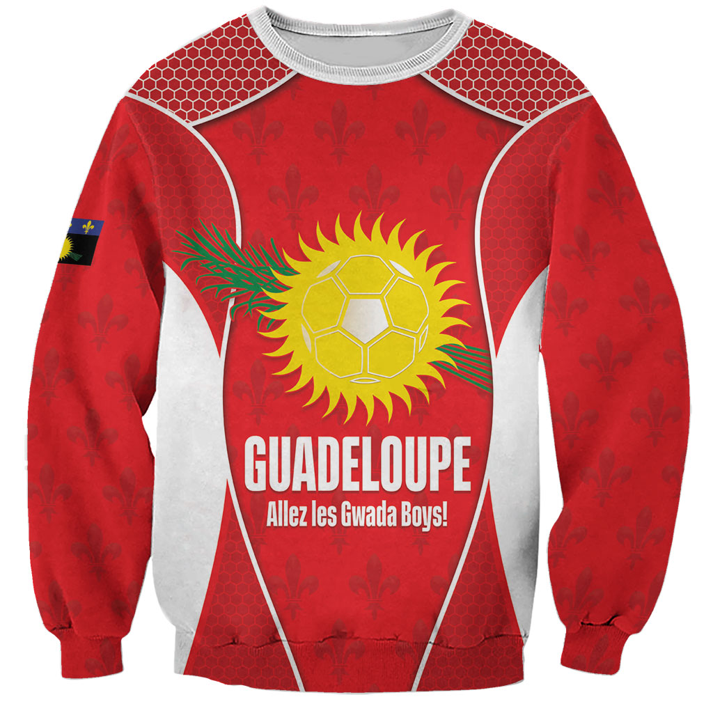 Guadeloupe Football Custom Sweatshirt Allez Les Gwada Boys Red Color