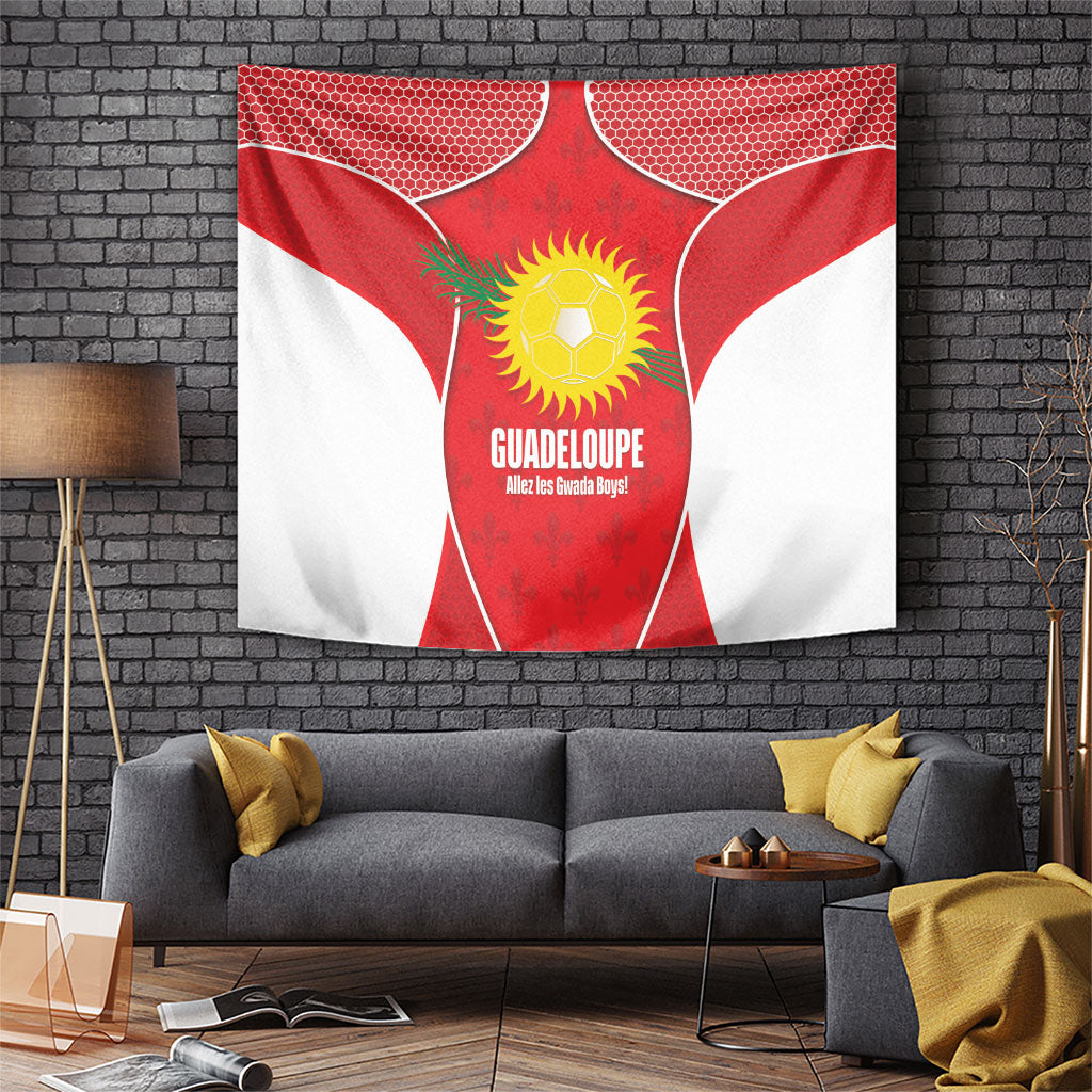Guadeloupe Football Tapestry Allez Les Gwada Boys Red Color