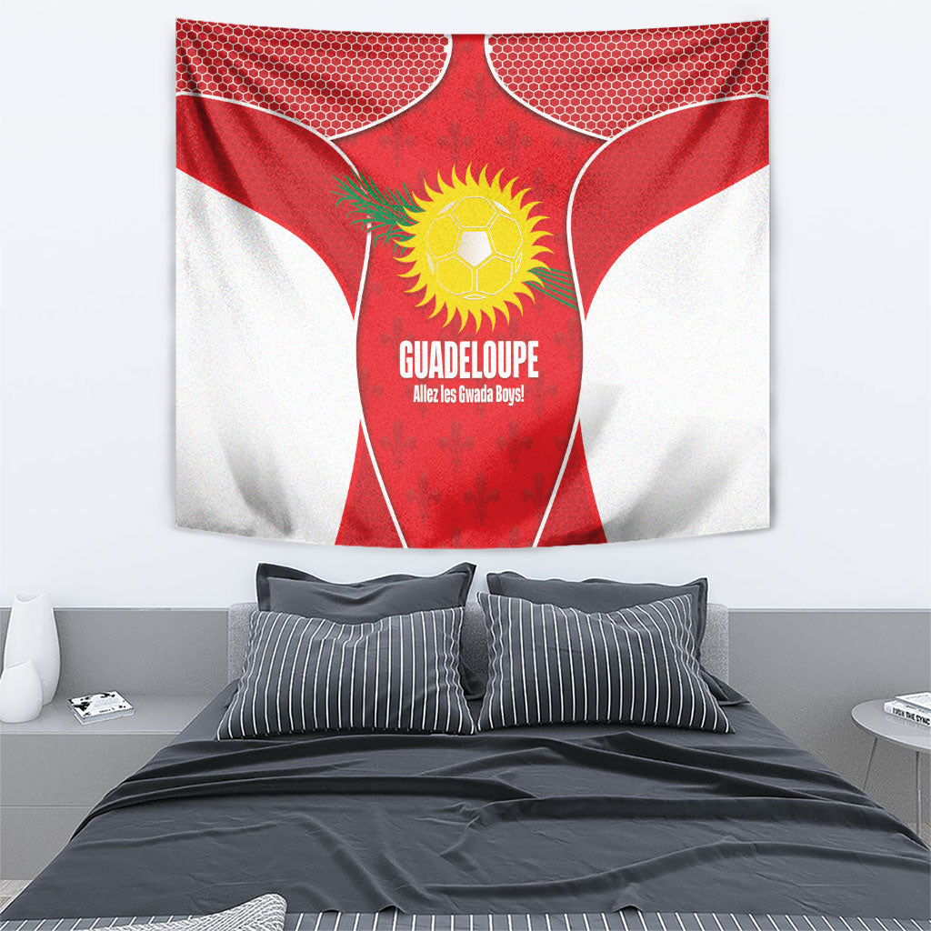 Guadeloupe Football Tapestry Allez Les Gwada Boys Red Color