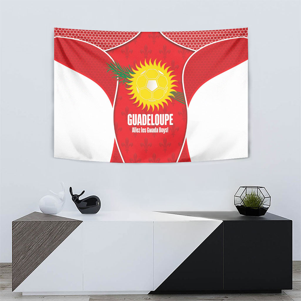 Guadeloupe Football Tapestry Allez Les Gwada Boys Red Color